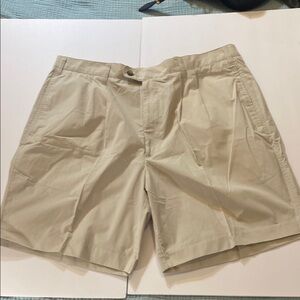 NWT Haggar Tan Pleated Front Shorts Versatile Cotton Blend